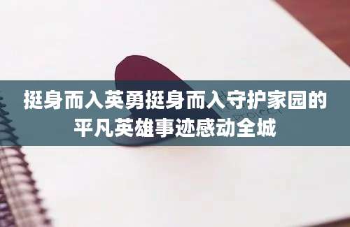 挺身而入英勇挺身而入守护家园的平凡英雄事迹感动全城