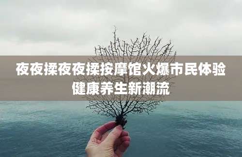 夜夜揉夜夜揉按摩馆火爆市民体验健康养生新潮流