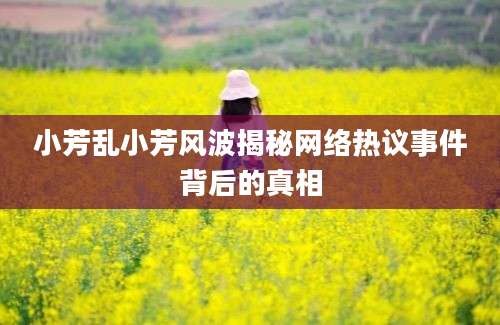 小芳乱小芳风波揭秘网络热议事件背后的真相