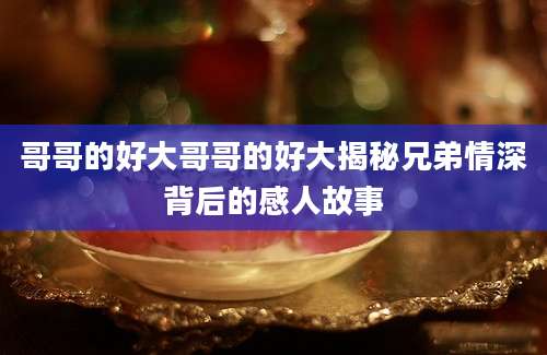 哥哥的好大哥哥的好大揭秘兄弟情深背后的感人故事