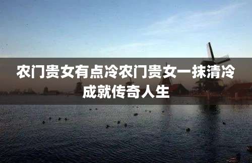农门贵女有点冷农门贵女一抹清冷成就传奇人生