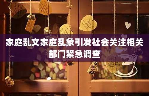 家庭乱文家庭乱象引发社会关注相关部门紧急调查