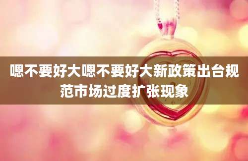 嗯不要好大嗯不要好大新政策出台规范市场过度扩张现象
