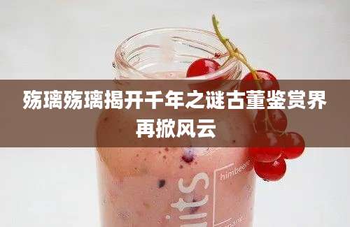 殇璃殇璃揭开千年之谜古董鉴赏界再掀风云