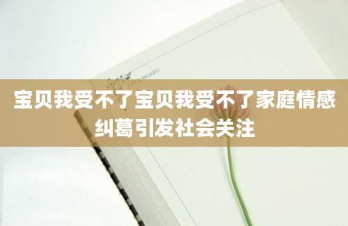 宝贝我受不了宝贝我受不了家庭情感纠葛引发社会关注