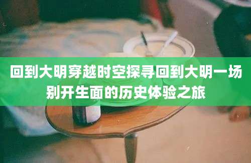 回到大明穿越时空探寻回到大明一场别开生面的历史体验之旅