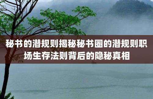 秘书的潜规则揭秘秘书圈的潜规则职场生存法则背后的隐秘真相