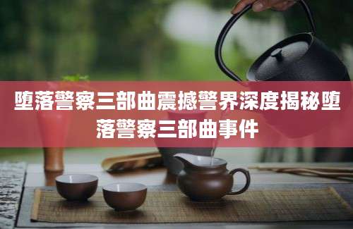 堕落警察三部曲震撼警界深度揭秘堕落警察三部曲事件