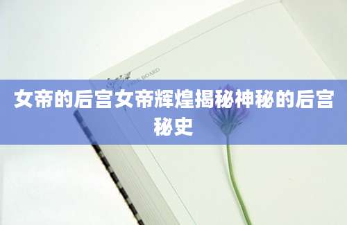 女帝的后宫女帝辉煌揭秘神秘的后宫秘史