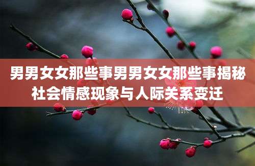 男男女女那些事男男女女那些事揭秘社会情感现象与人际关系变迁
