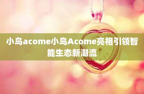 小鸟acome小鸟Acome亮相引领智能生态新潮流