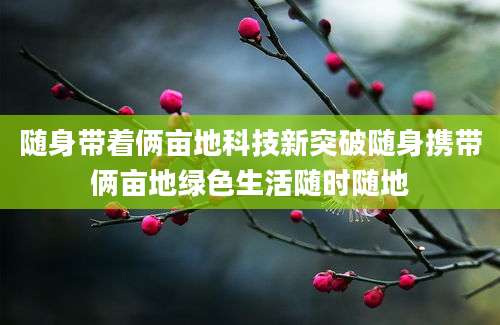 随身带着俩亩地科技新突破随身携带俩亩地绿色生活随时随地