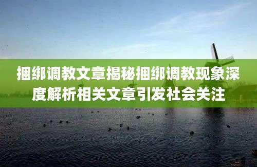 捆绑调教文章揭秘捆绑调教现象深度解析相关文章引发社会关注