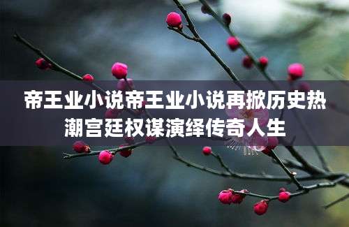 帝王业小说帝王业小说再掀历史热潮宫廷权谋演绎传奇人生
