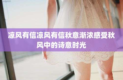 凉风有信凉风有信秋意渐浓感受秋风中的诗意时光