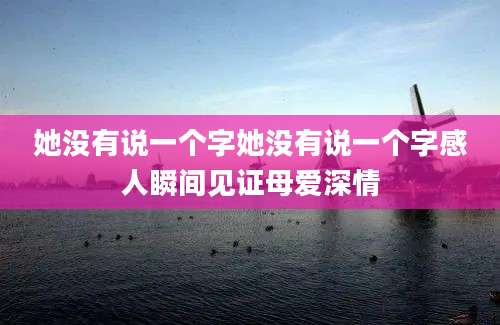 她没有说一个字她没有说一个字感人瞬间见证母爱深情