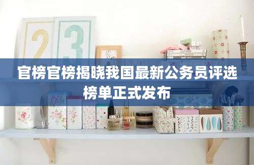 官榜官榜揭晓我国最新公务员评选榜单正式发布
