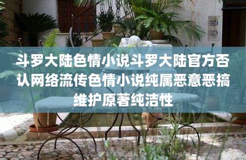 斗罗大陆色情小说斗罗大陆官方否认网络流传色情小说纯属恶意恶搞维护原著纯洁性