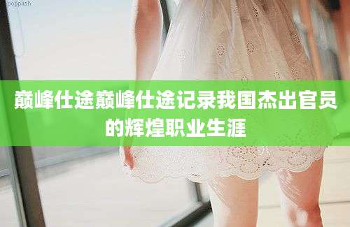 巅峰仕途巅峰仕途记录我国杰出官员的辉煌职业生涯