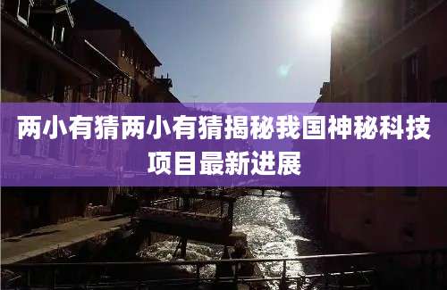 两小有猜两小有猜揭秘我国神秘科技项目最新进展
