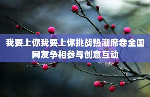我要上你我要上你挑战热潮席卷全国网友争相参与创意互动