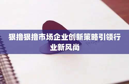 狠撸狠撸市场企业创新策略引领行业新风尚