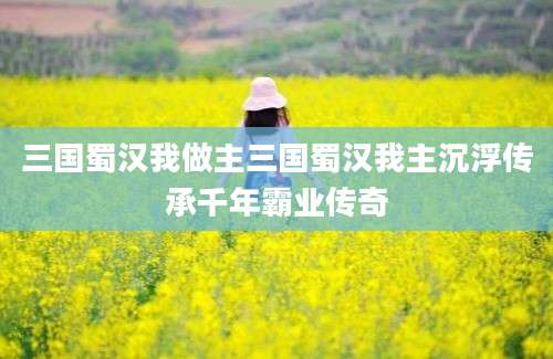 三国蜀汉我做主三国蜀汉我主沉浮传承千年霸业传奇