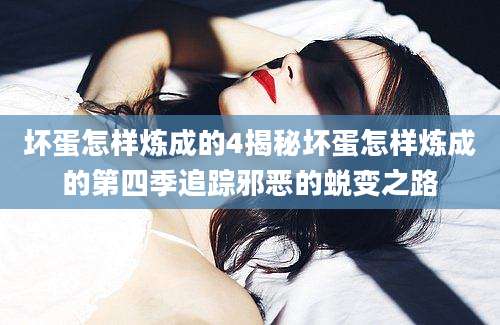 坏蛋怎样炼成的4揭秘坏蛋怎样炼成的第四季追踪邪恶的蜕变之路