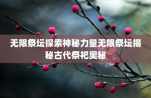 无限祭坛探索神秘力量无限祭坛揭秘古代祭祀奥秘