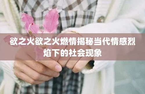 欲之火欲之火燃情揭秘当代情感烈焰下的社会现象