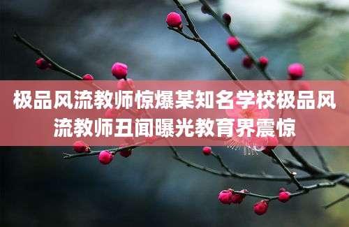 极品风流教师惊爆某知名学校极品风流教师丑闻曝光教育界震惊