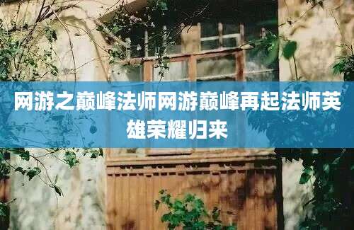 网游之巅峰法师网游巅峰再起法师英雄荣耀归来