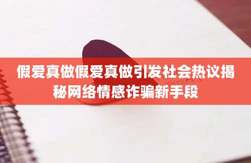 假爱真做假爱真做引发社会热议揭秘网络情感诈骗新手段