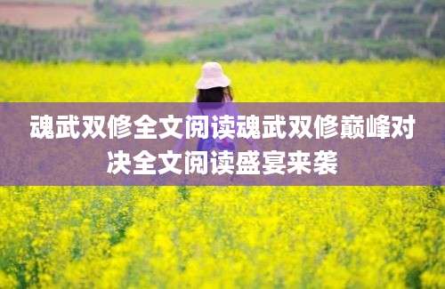 魂武双修全文阅读魂武双修巅峰对决全文阅读盛宴来袭