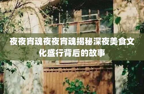 夜夜宵魂夜夜宵魂揭秘深夜美食文化盛行背后的故事