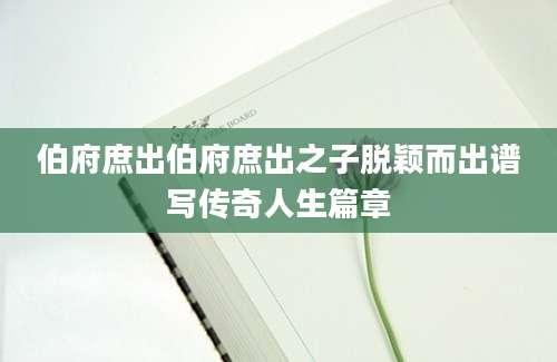 伯府庶出伯府庶出之子脱颖而出谱写传奇人生篇章