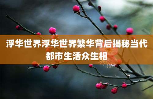 浮华世界浮华世界繁华背后揭秘当代都市生活众生相