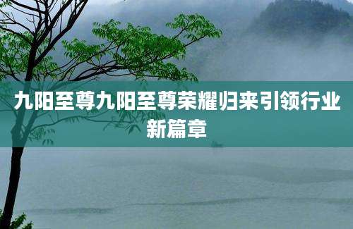 九阳至尊九阳至尊荣耀归来引领行业新篇章