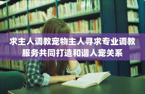 求主人调教宠物主人寻求专业调教服务共同打造和谐人宠关系