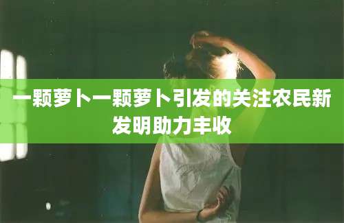 一颗萝卜一颗萝卜引发的关注农民新发明助力丰收