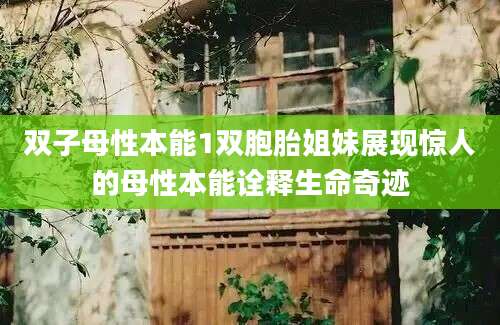 双子母性本能1双胞胎姐妹展现惊人的母性本能诠释生命奇迹