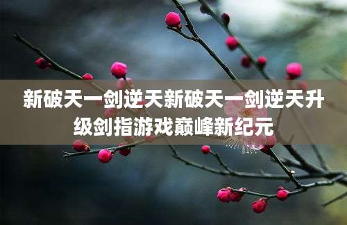 新破天一剑逆天新破天一剑逆天升级剑指游戏巅峰新纪元