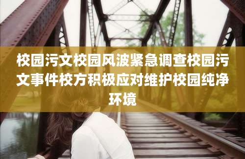 校园污文校园风波紧急调查校园污文事件校方积极应对维护校园纯净环境