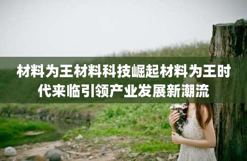 材料为王材料科技崛起材料为王时代来临引领产业发展新潮流