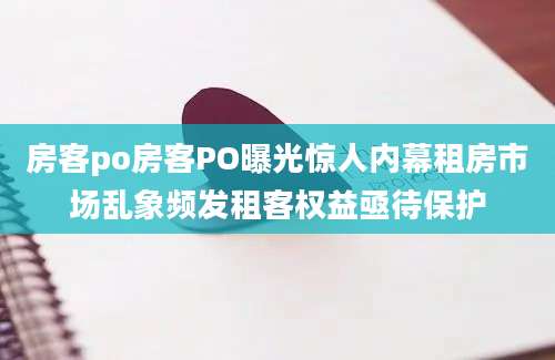 房客po房客PO曝光惊人内幕租房市场乱象频发租客权益亟待保护