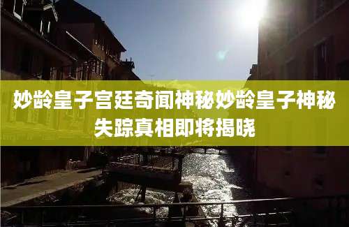 妙龄皇子宫廷奇闻神秘妙龄皇子神秘失踪真相即将揭晓
