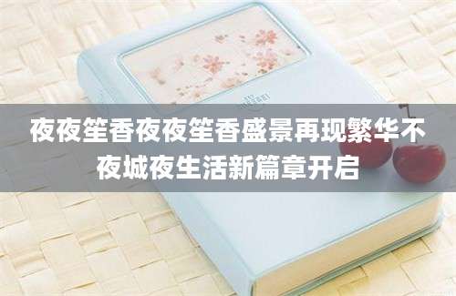 夜夜笙香夜夜笙香盛景再现繁华不夜城夜生活新篇章开启