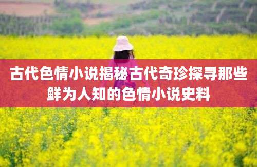 古代色情小说揭秘古代奇珍探寻那些鲜为人知的色情小说史料