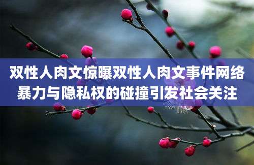 双性人肉文惊曝双性人肉文事件网络暴力与隐私权的碰撞引发社会关注