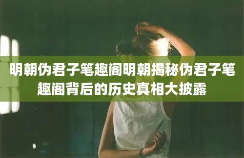 明朝伪君子笔趣阁明朝揭秘伪君子笔趣阁背后的历史真相大披露